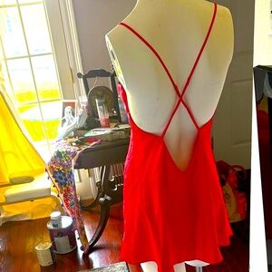 Victoria's Secret Scarlet Satin Slip with Lace